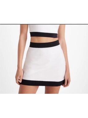 Express White Mini Skirt with Black Waist and Hem Bands